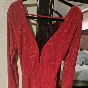 Long red sparkle dress